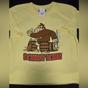 Donkey Kong T Shirt Mens L Yellow Nintendo NWT Eat Bananas